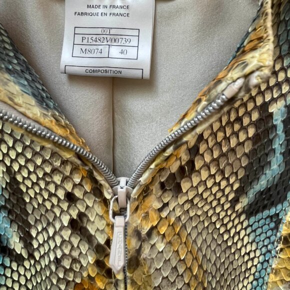 Chanel GENUINE beige with blue orange yellow PYTHON jacket rtl $30K SZ 40 US 8 - Picture 4 of 11